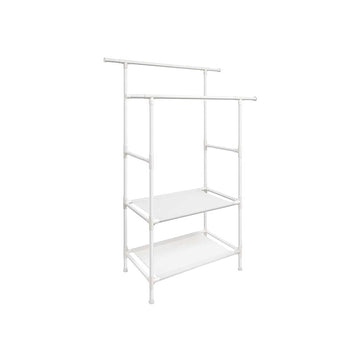 Kledingrek met 2 stangen - IJzeren buizen - Wit - 112 x 49 x 177 cm