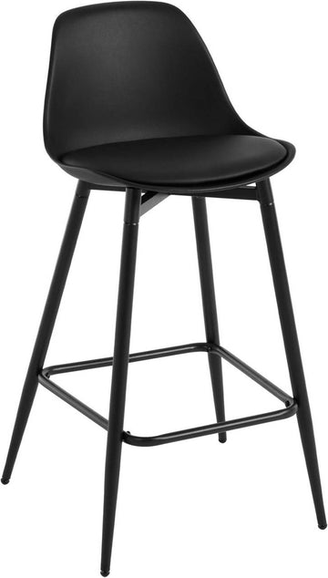 Barhocker van PP met voetsteun en bekleding | Zwart, Wit, Grijs | 43x42x86,5 cm