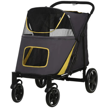 Hondenbuggy - Inklapbare hondenkar | Kleur: Donkergrijs, zwart | Afmetingen: 65x112x100 cm