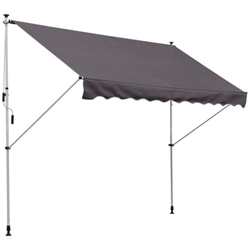 Staande knikarmzonwering 300 x 150 cm - Handmatige bediening | Kleur: Grijs