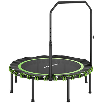Fitness trampoline met verstelbare handgreep | Kleur: Groen+Zwart | Afmetingen: 122x122x109-129 cm