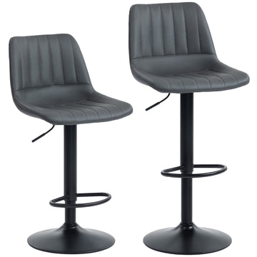 2 retro barkrukken - Verstelbaar | Kleur: Grijs | Afmetingen: 49,5x43x91-111 cm