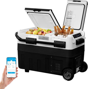 Compressorkoelbox met app-bediening, mini-koelkast 40 L | Zwart Wit