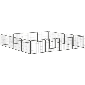 Hondenren - Metalen dierenren met 16 panelen | Kleur: Grijs | Afmetingen: 80x1.5x60 cm