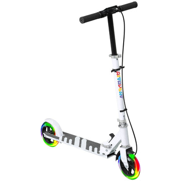 Kinderscooter, dubbele remmen, inklapbaar | Kleur: Wit | Afmetingen: 36x73x73-89 cm