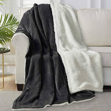 Sherpa fleecedeken flanel en fleece | Antraciet | 150x200 cm