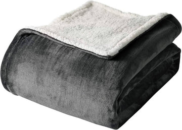 Dikke Sherpa knuffeldeken voor bank en bed | Antraciet | 220x240 cm