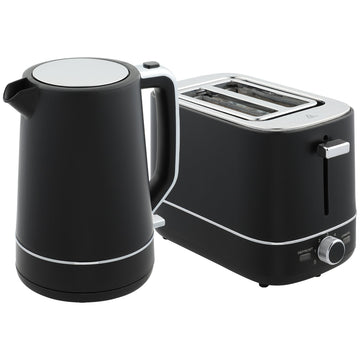 Waterkoker & broodrooster set | Kleur: Zwart, grijs | Afmetingen: 16x21.2x24.3/15.6x27.2x18.5 cm