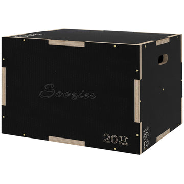 Plyometrische springbox 3-in-1 - Houten jump box | Kleur: Zwart | Afmetingen: 51x61x41 cm