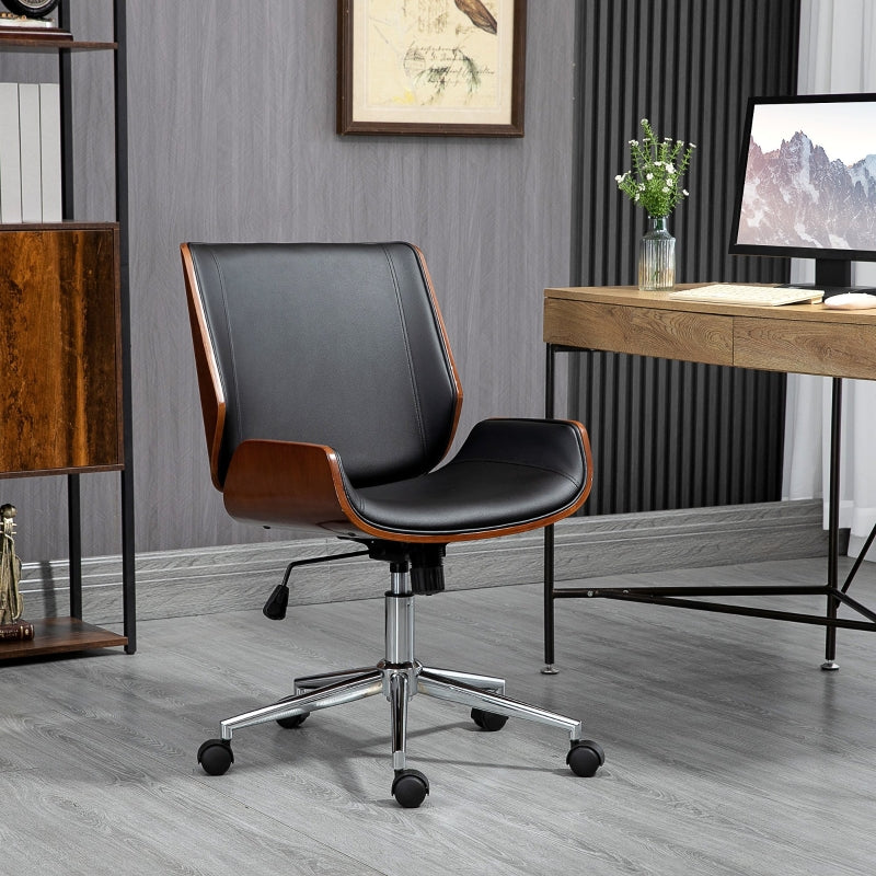 Vinsetto Bürostuhl mit Kippfunktion | Farbe: Schwarz | Maße: 60x53x86-96 cm