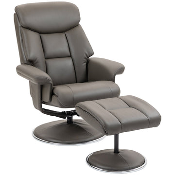 TV-fauteuil met voetenbank - Relaxstoel en hocker | Kleur: Grijs | Afmetingen: 81x95x107 cm