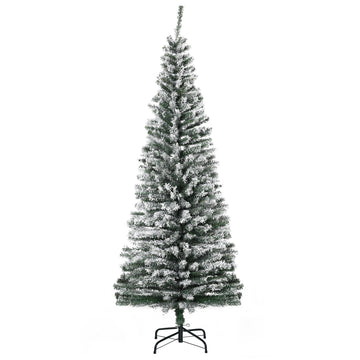 Kunstkerstboom 180 cm met sneeuw - smal model | Kleur: Groen | Afmetingen: 60x60x180 cm