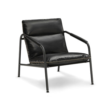 Relaxstoel inktzwart - gewatteerd - stalen frame - polyestervezel - PU-kunstleer - 90 x 74,2 x 90 cm