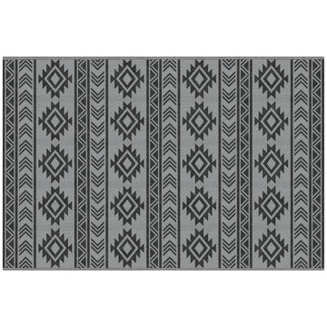Omkeerbaar buitenkleed - Outdoor vloerkleed | Kleur: Zwart+Grijs | Afmetingen: 274x182 cm