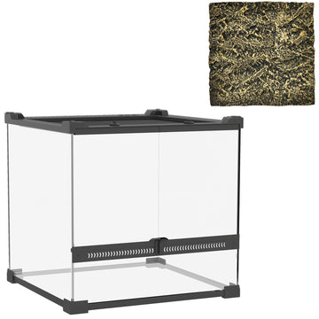 Glasterrarium voor reptielen | Waterdichte bodem | Kleur: Zwart | Afmetingen: 30x30x30 cm