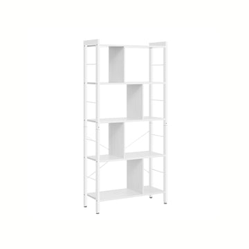 5-laags boekenrek metaal wit 30x74x154,5 cm