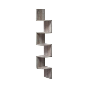 Hoekrek, wandrek met 5 niveaus, spaanplaat, greige, 20 x 20 x 127,5 cm