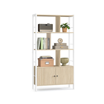 Boekenkast met 4 open legplanken | Natuurbeige-wolkenwit | 74x30x154,5 cm