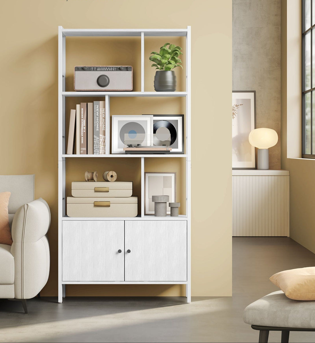 Boekenkast 4 open vakken wit 30 x 74 x 154,5 cm