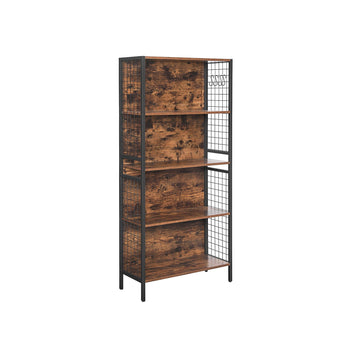 Vintage boekenkast bruin-zwart - spaanplaat en staal - 74 x 30 x 155 cm