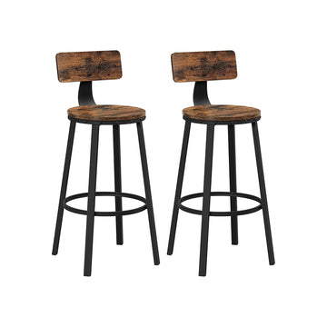 2-delige hoge barstoelenset vintage bruin-zwart - spaanplaat, staal - 54 x 99 cm, 100 kg
