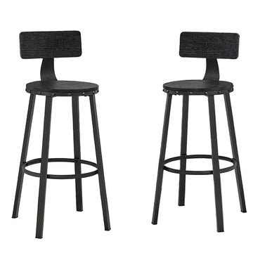 2-delige barkrukset - hoge stoelen - zwart - stabiel - 54 x 99 cm