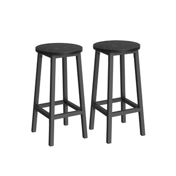 2-delige barkrukken set - voetensteun - 32cm x 65cm - zwart