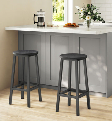2-delige barkrukset - spaanplaat en staal - 100 kg - 32 x 65 cm - zwart
