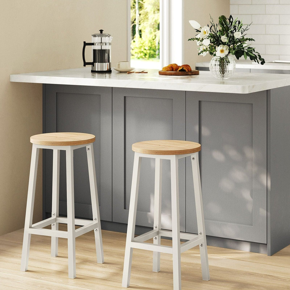 2-delat barkbordsset spånskiva stål ek beige-vit 100 kg