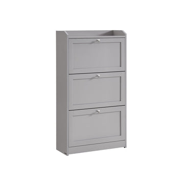 Schoenenkast - 3 niveaus - schoenenopberger - 18 paar - grijs - 24 x 60 x 108 cm