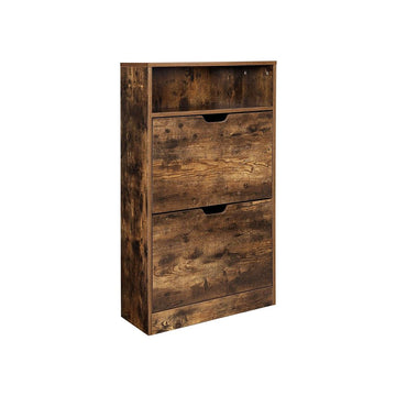 Schoenenkast met 2 kleppen, vintagebruin, 60 x 24 x 102 cm