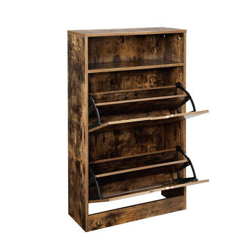 Schoenenkast 2 kleppen - houten schoenenkast - wit - 60 x 24 x 102 cm