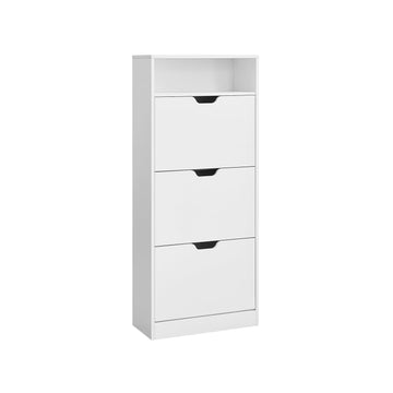 Witte schoenenkast van spaanplaat - groot schoenenrek - 24 x 60 x 139 cm