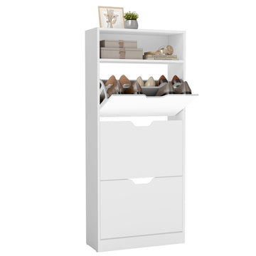 Schoenenkast met 3 kleppen | Wolkenwit | 60x24x139 cm