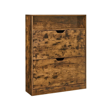 Schoenenkast vintage bruin - opberger - spaanplaat - 24 x 80 x 102 cm