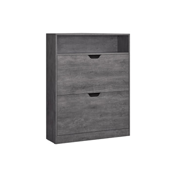 Schoenenkast met 2 kleppen - schoenenopberger - 24 x 80 x 102 cm - grijs