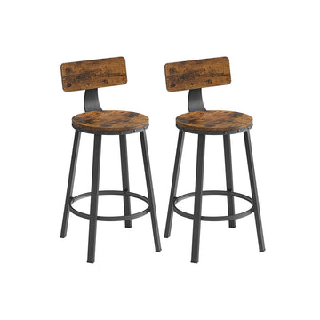 Set van 2 barkrukken - industrieel - spaanplaat/staal - vintage bruin-zwart - 0,6 x 88,5 cm