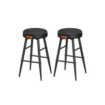 2-delige barkrukset - keukenkrukken - staal - PU-leer - 49,5 x 49,5 x 63 cm