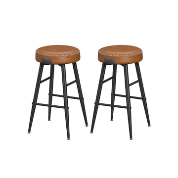 2-delige barkrukset - keukenkrukken - counterheight - staal - PU-leer - 49,5 x 49,5 x 63 cm