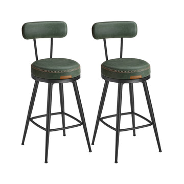 Set van 2 barkrukken met rugleuning | Bosgroen | 54x54x91 cm