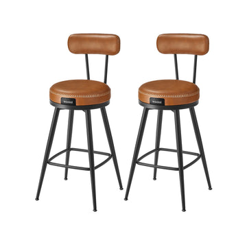 Barkrukken set van 2 - PU-kunstleer - stalen frame - karamelbruin - 54 x 54 x 91 cm - 120 kg