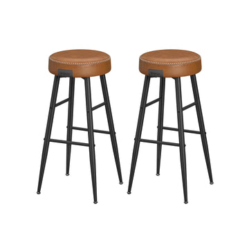 4-delige barkrukset - keukenkrukken - counter stools - staal - caramel bruin