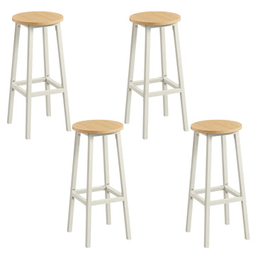 Barkrukken set van 2 met metalen onderstel | Goud eiken/wit | 32x32x74 cm