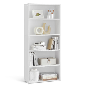Boekenkast 5 niveaus met verstelbare planken | Wolkenwit | 60x24x134 cm