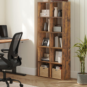 Open boekenkast van spaanplaat, vintage bruin - kantelbeveiliging - 30 x 65,5 x 161,5 cm