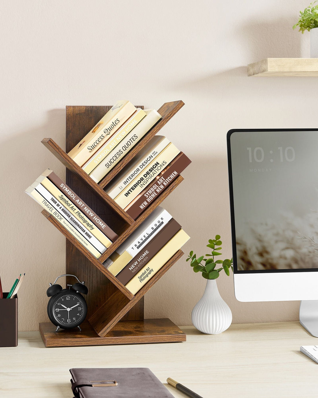 Baumförmiges Bücherregal - Platzsparend - Braun - Spanplatte - 17,2 x 30 x 51 cm
