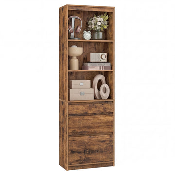 Boekenkast met laden en verstelbare planken | Vintagebruin | 100x55x45 cm