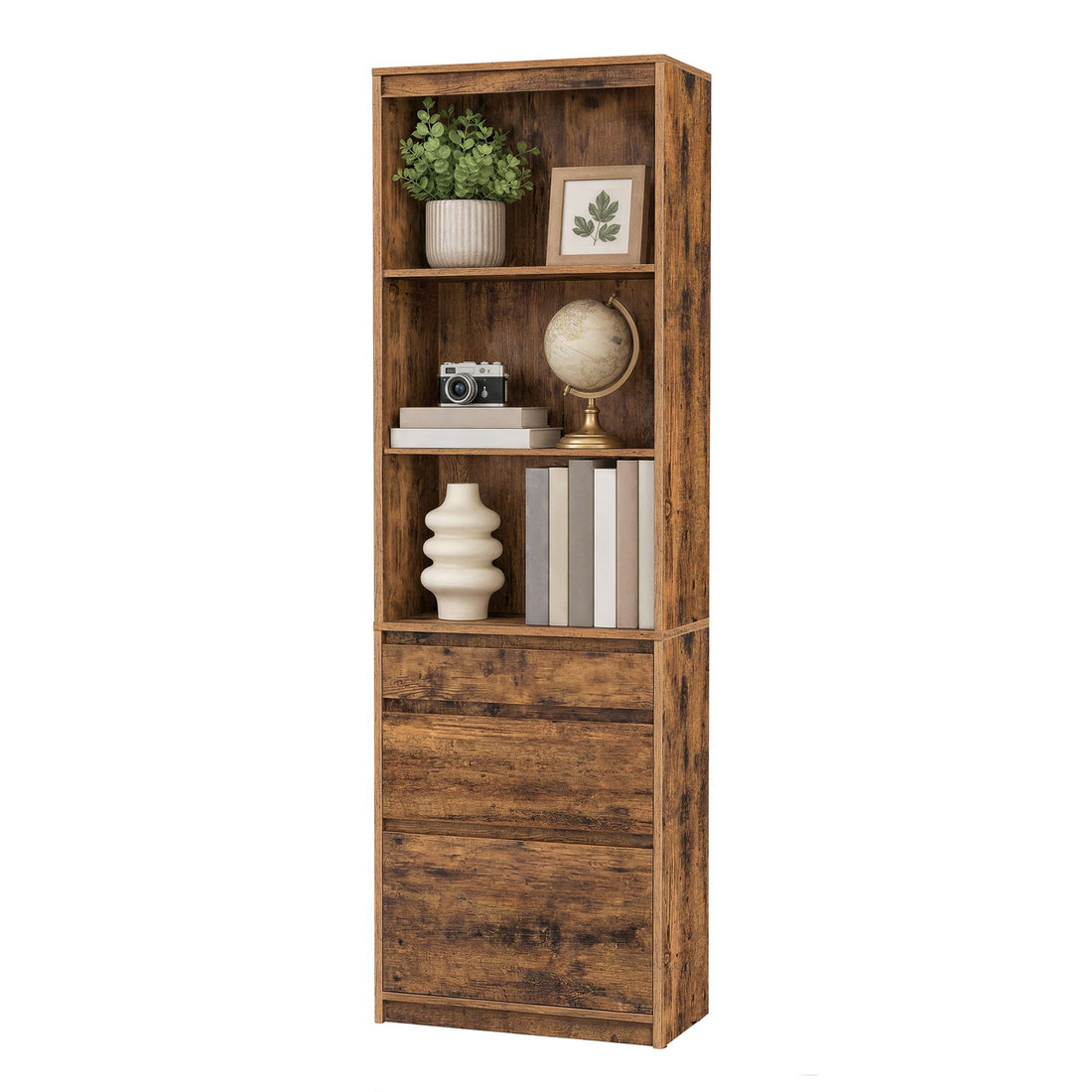 Bokhylla med justerbara hyllplan | Brun | 57,1x30x180 cm