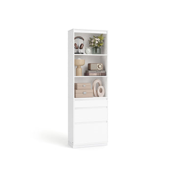Boekenkast met laden - witte opbergkast - 30 x 57,1 x 180 cm