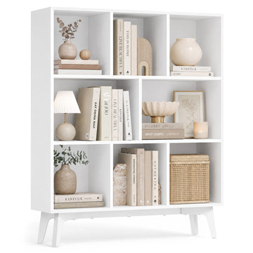 Boekenkast met 8 vakken | Wolkenwit | 90x24x107,4 cm